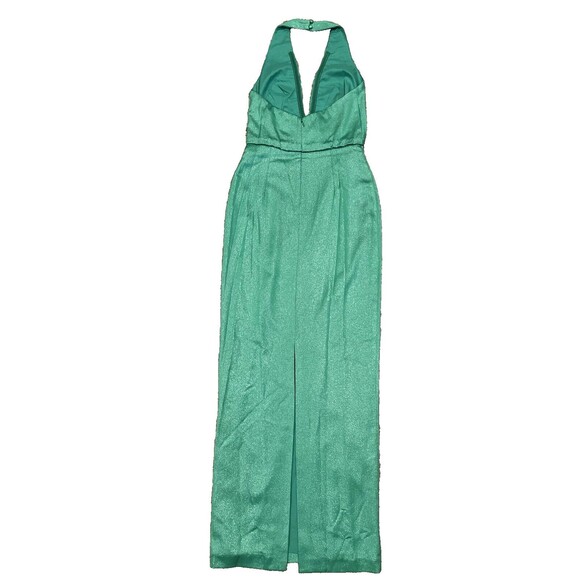Liv Foster womens Textured Foil Satin Long Column Gown size 4 Summer Green $295 - Picture 9 of 16